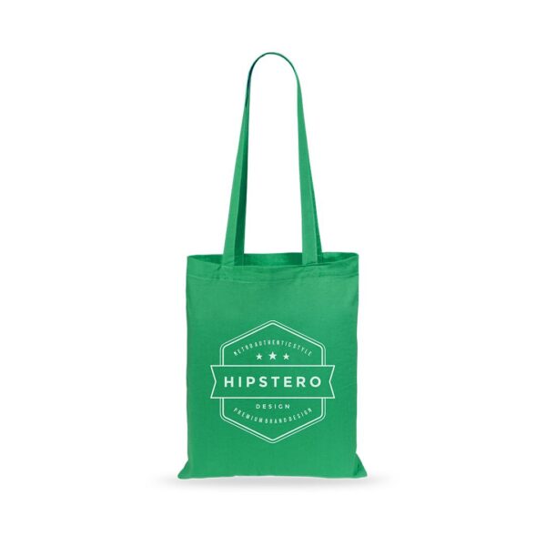Bolsa de algodón verde ejemplo marcaje