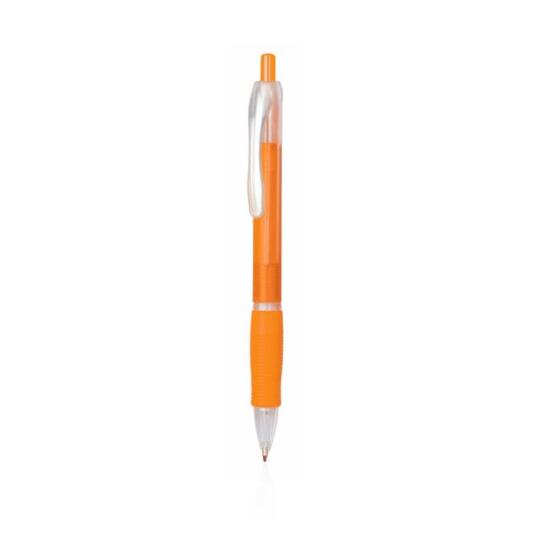 Bolígrafo económico naranja con tinta azul