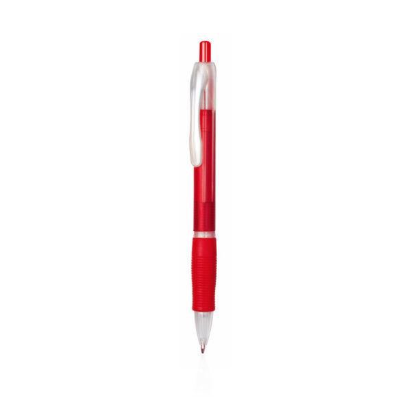 Bolígrafo barato rojo con tinta azul