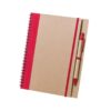 Libreta roja con bolígrafo a juego