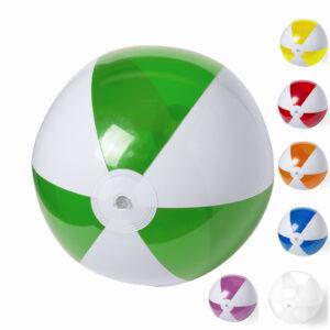 Pelota de playa bicolor gajos blancos opacos y gajos color transparentes
