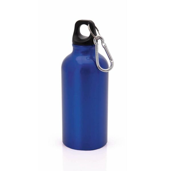 Bidón de aluminio azul con mosquetón