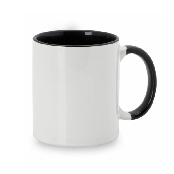 Taza con detalles a color negro ideal para sublimación
