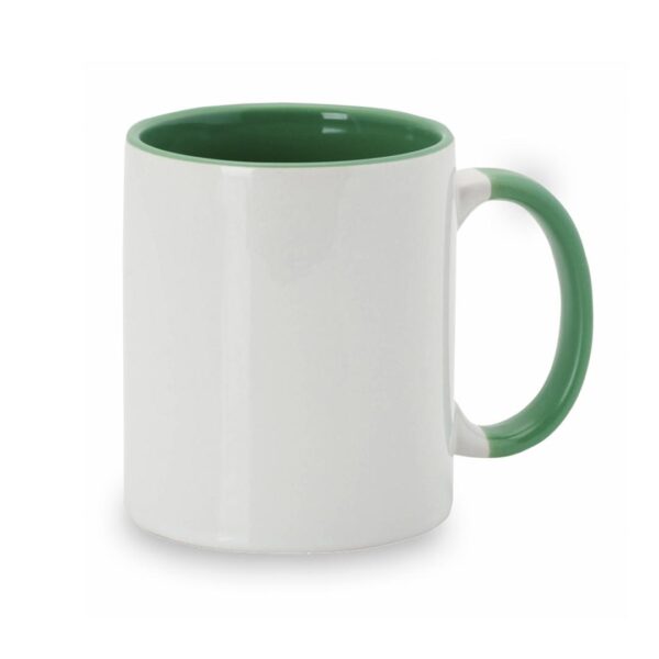 Taza con detalles a color verde ideal para sublimación