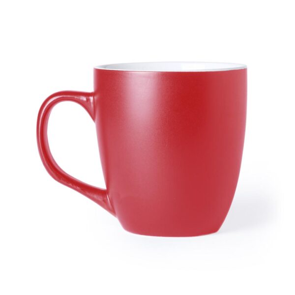 Taza de cerámica roja de gran capacidad con elegante diseño