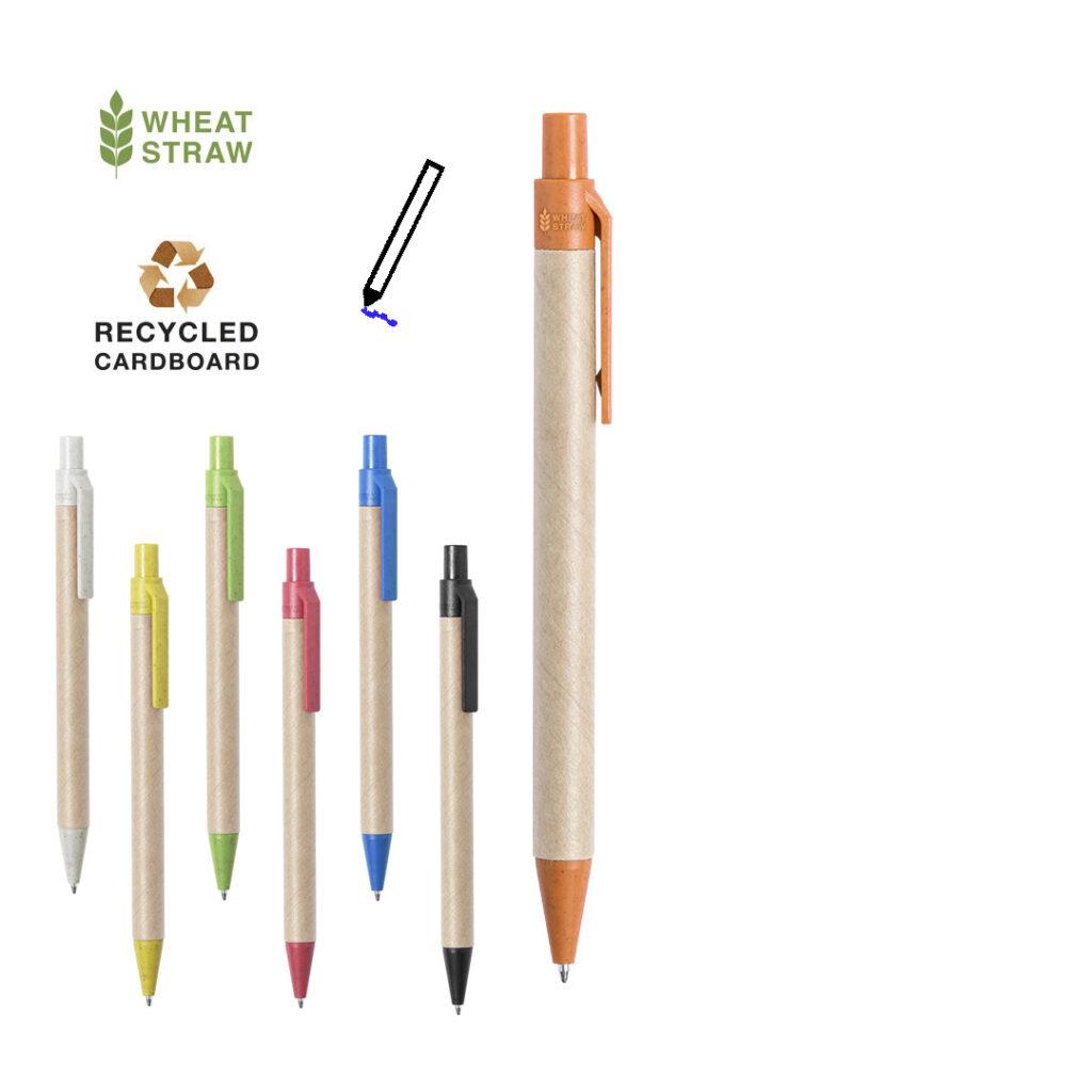 Bolígrafo de cartón reciclado y tinta azul