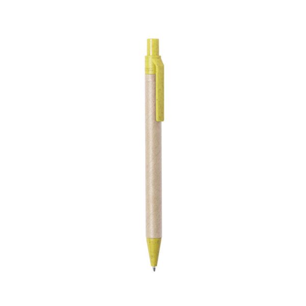 Bolígrafo amarillo de tinta azul