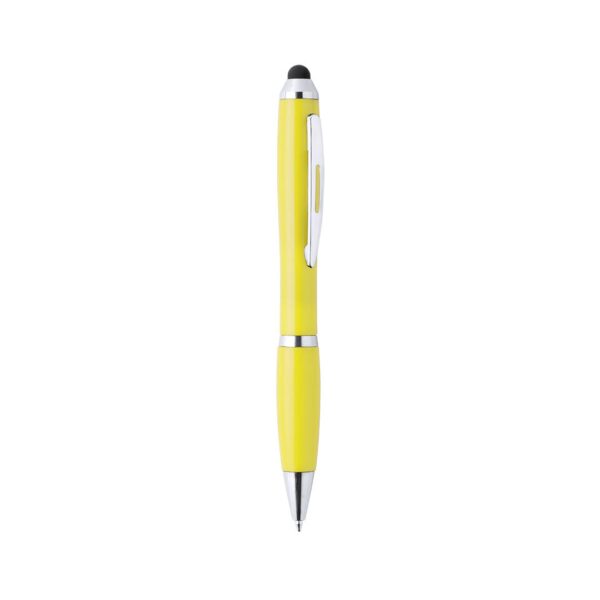 Bolígrafo amarillo con puntero táctil 2 en 1