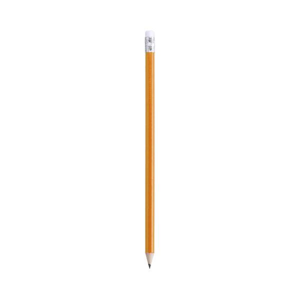 Lápiz naranja de madera con goma