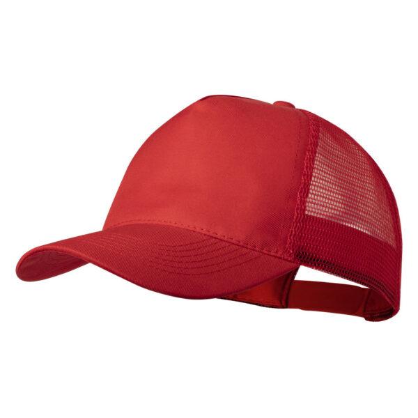 Gorra de rejilla roja con 5 paneles en poliéster