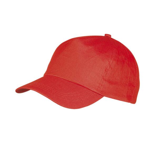 Gorra de algodón 5 paneles roja