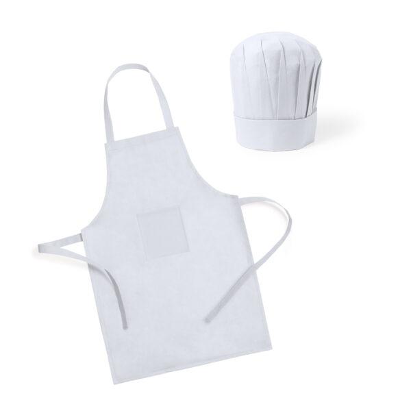 Set delantal y gorro cocinero infantil blanco