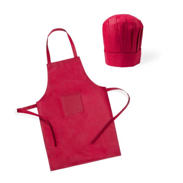 Set delantal y gorro cocinero infantil rojo