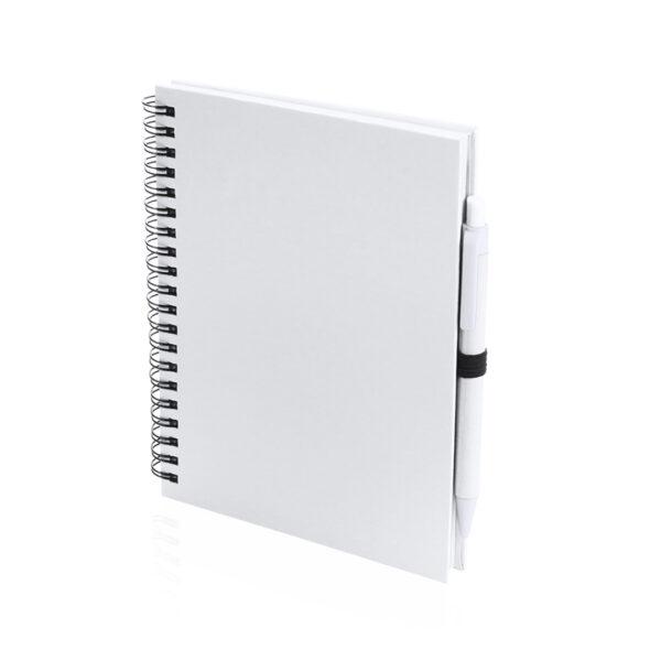 Conjunto cuaderno y bolígrafo blanco