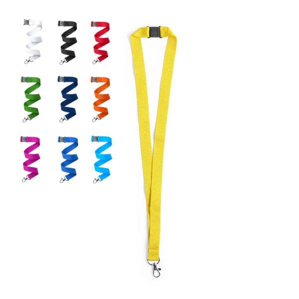 Lanyard de poliéster con cierre de seguridad y mosquetón