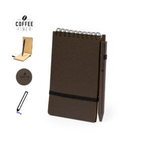 Set de bolígrafo y libreta en fibra de café