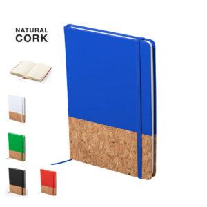 Libreta de corcho y polipiel con goma elástica