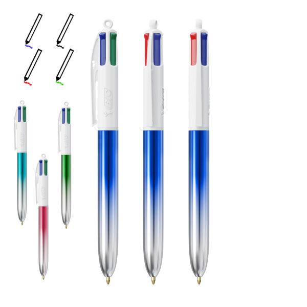 Bolígrafo BIC 4 tintas con cuerpo bicolor brillo