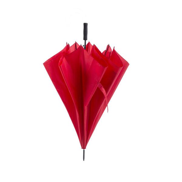 Paraguas rojo grande con sistema antiviento
