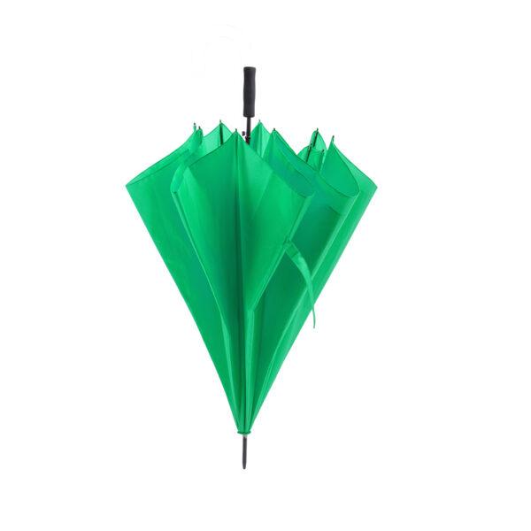 Paraguas verde de poliéster con sistema antiviento
