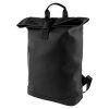 Mochila roll-top negra de acabado rubber y compartimento PC