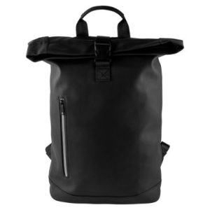 Mochila roll-top de acabado rubber y compartimento PC