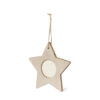Adorno navideño de madera en forma de estrella con portafotos