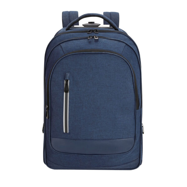 Mochila trolley azul marino con 2 ruedas en poliéster 300D