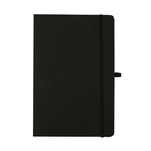 Libreta negra con notas adhesivas en cartón reciclado