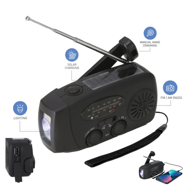 Radio de emergencia solar multifunción personalizada