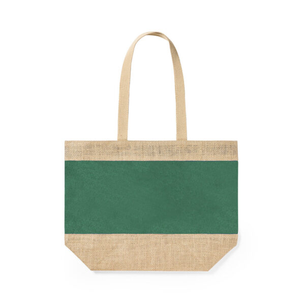 Bolsa de playa de yute y algodón verde