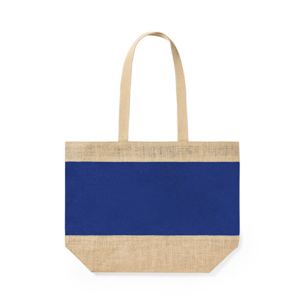 Bolsa de playa de yute y algodón azul marino